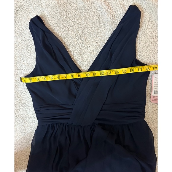 NWT Dessy Collection Blue Pleated V-Neck Gown - Picture 14 of 16